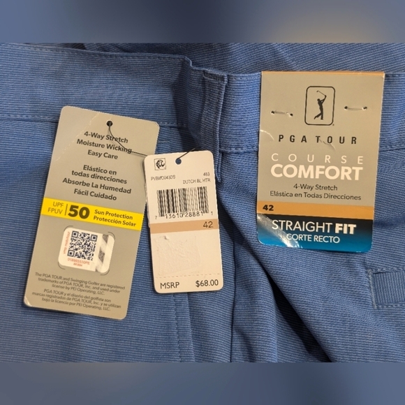 PGA Tour Blue Performance Golf Shorts UPF 50 Straight Fit Men's Size 42 - Picture 3 of 5